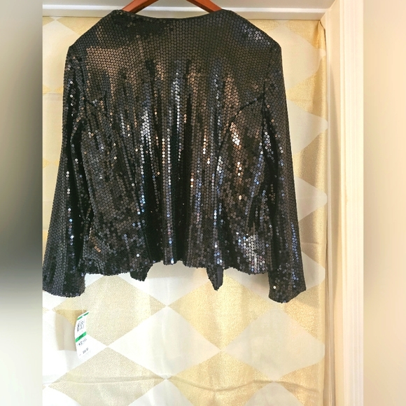 Sequined Black Jacket by Style & Co Size Large - Picture 4 of 9